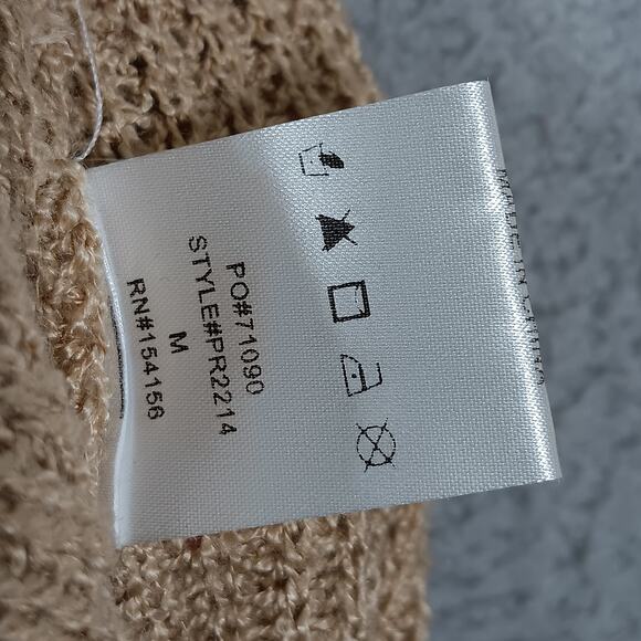 MOD REF Ribbed Knit Pants Nude Size Medium High Rise Crop Length Elastic Waist - Picture 14 of 14